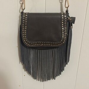 Black Fringe Studded Women's Bag